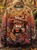Women's Autumn Highland Denim Print Sweatshirt