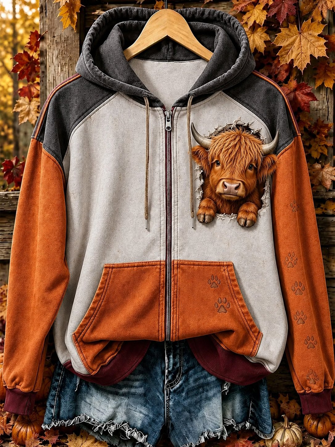 Women's Vintage Animal Print Hoodie