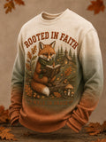 Men's Vintage Faith‐Quote Animal Graphic Print Sweatshirt