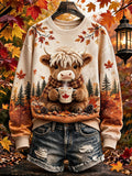 Women's Autumn Highland Denim Print Sweatshirt