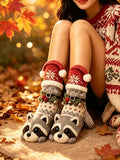 Cute 3D Raccoon Hugging Knit Socks