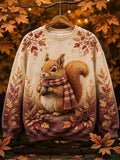 Women's Autumn Animal Print Crew Neck Long-Sleeve T-Shirt