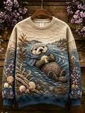 Women's Autumn Otter Printed Casual Sweatshirt