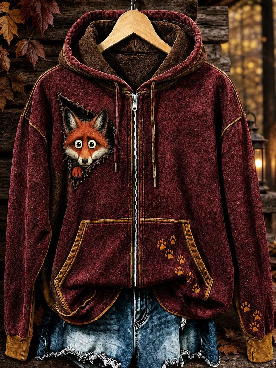 Women's Vintage Animal Print Hoodie