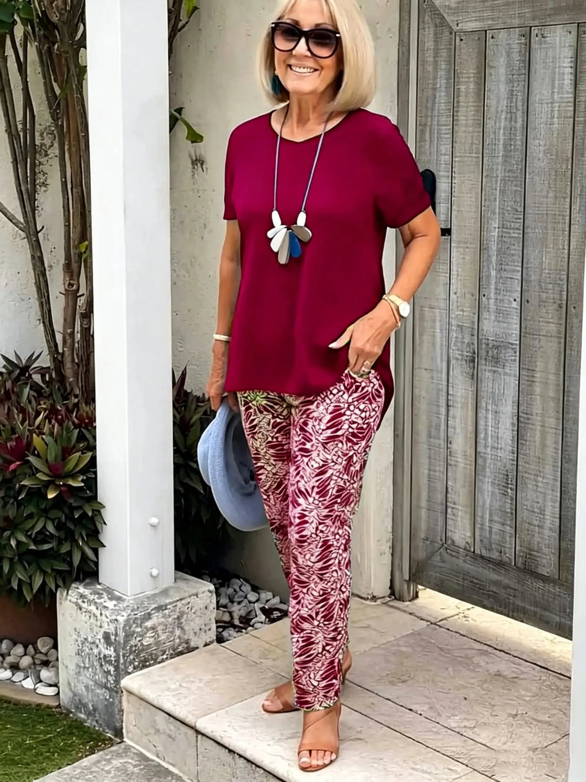 Vacation Two Piece Set Casual Holiday Loose Suit Two Piece Seaside Suit Holiday Clothing Sun Protection Suit